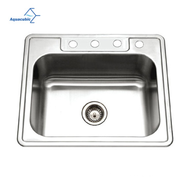 Aquacúbica Top Mount Cocina profunda de acero inoxidable Barra de 25 pulgadas o fregadero de cocina